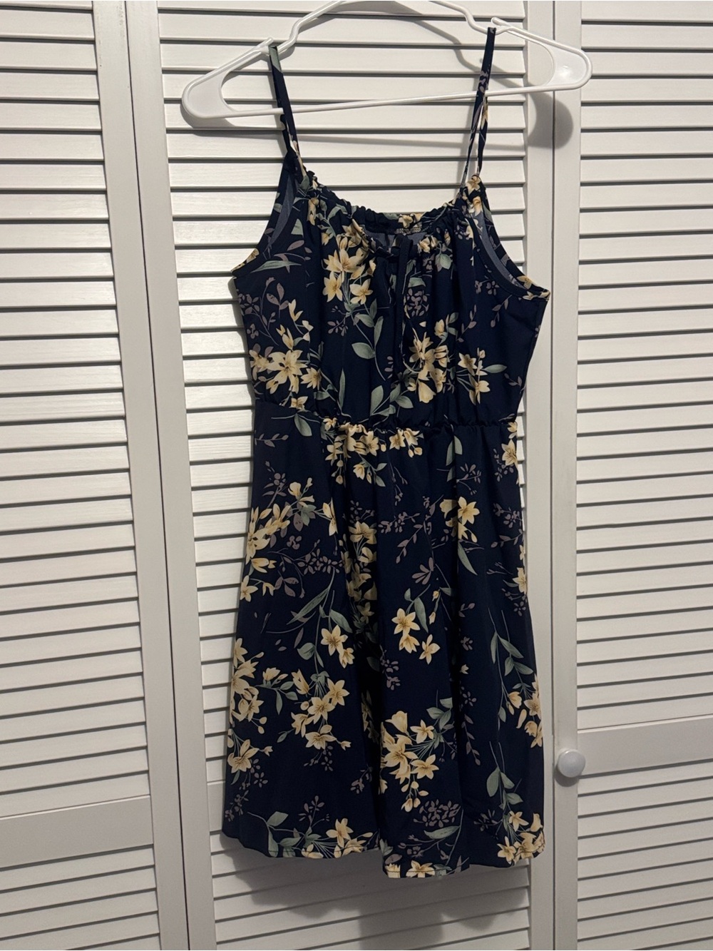 SHEIN Navy Floral Spaghetti-Strap Mini Dress